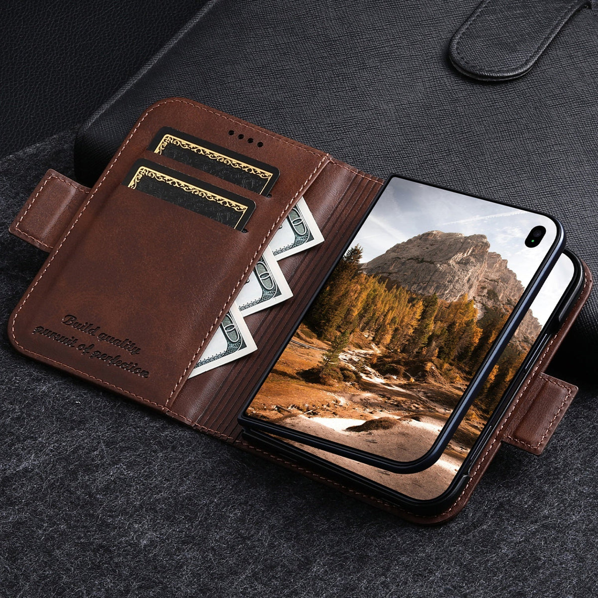 iPhone Duo | Minimalist Leather Wallet Case with Card Slots & Cash Pocket