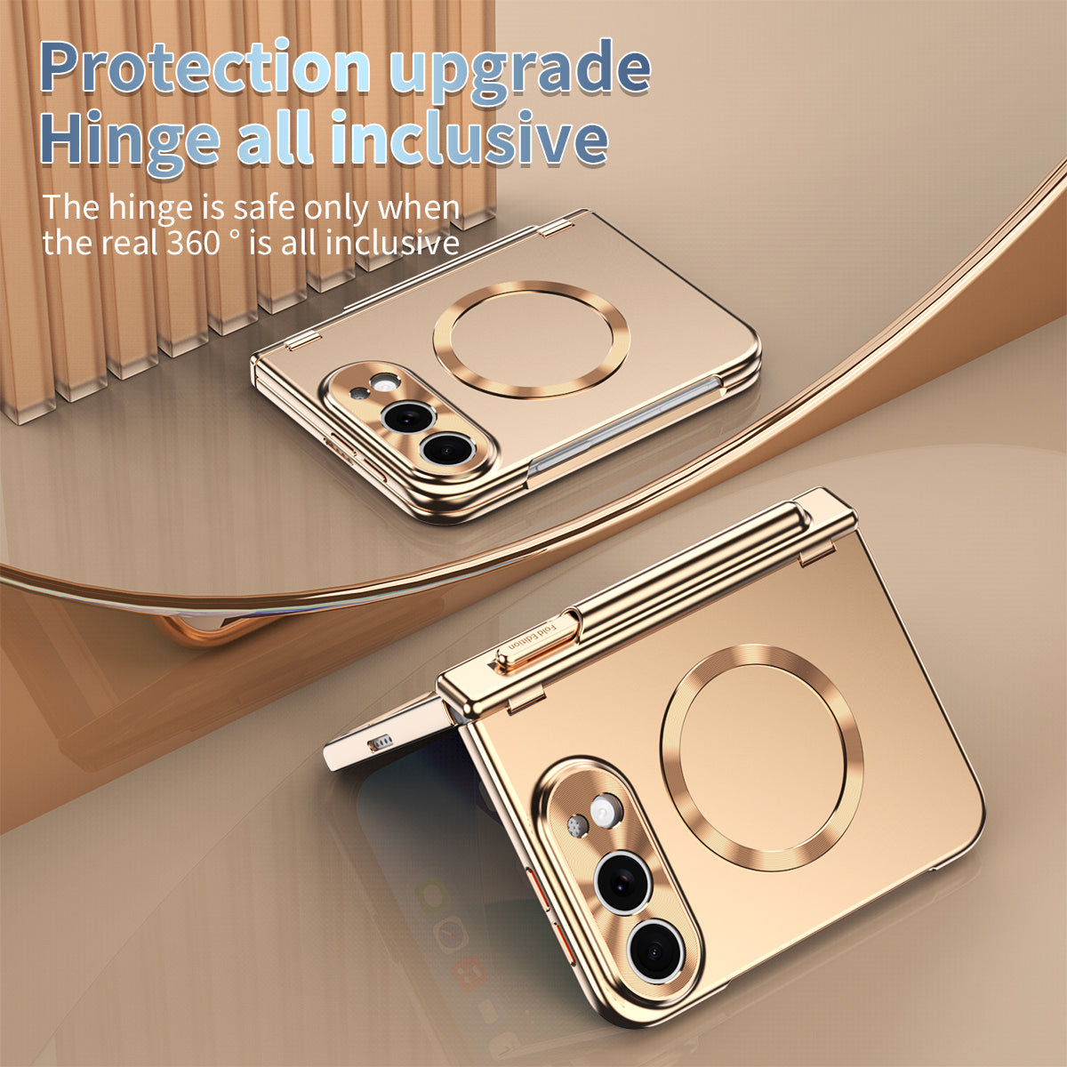 iPhone Duo | Golden Business Phone Case Built-in Tempered Glass Film & Stylus & Two Magnetic Hinge Options