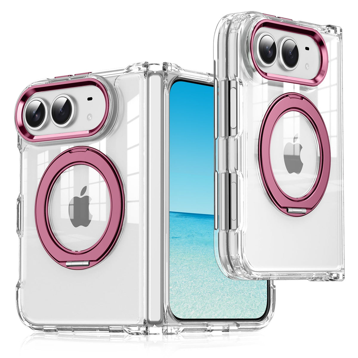 iPhone Duo | Clear Magnetic Case with Alloy Ring Stand & TPU Hinge