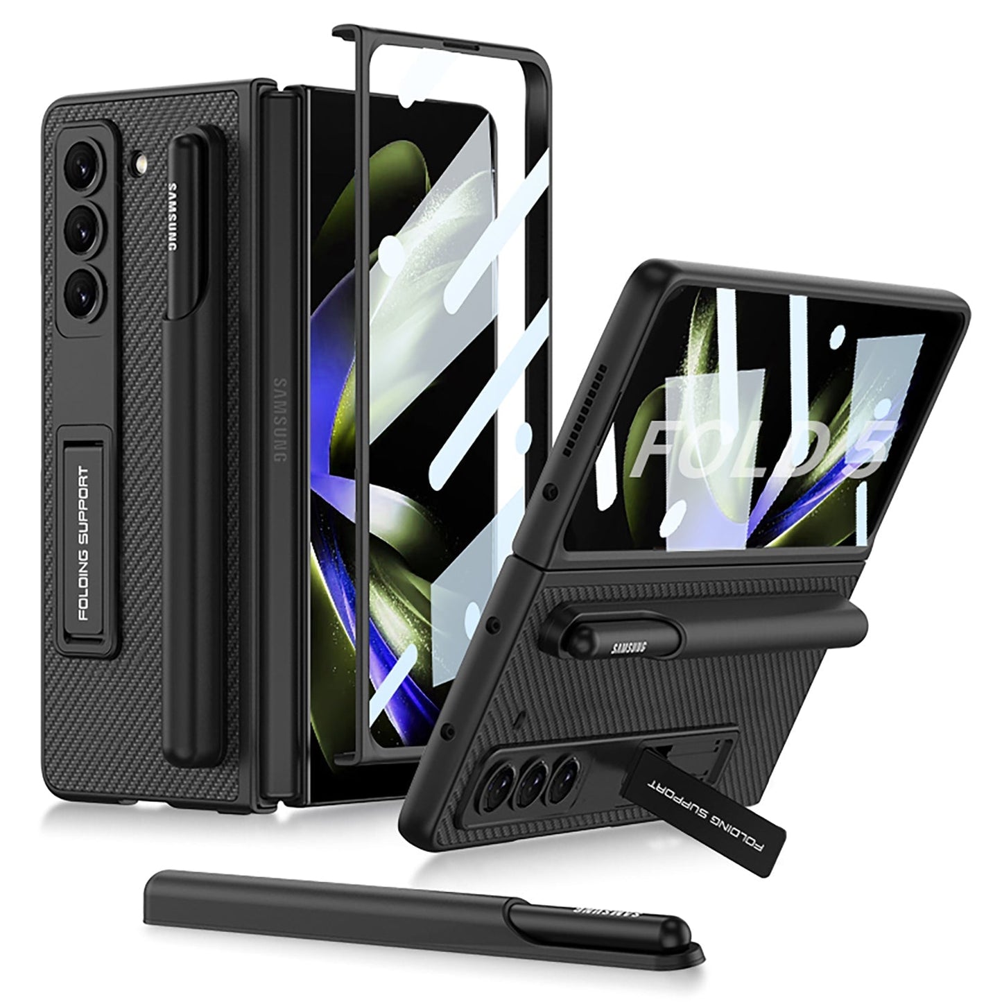 Samsung Galaxy Z Fold5 Full Inclusive Case with Pen Holder and Stand - Mycasety Mycasety
