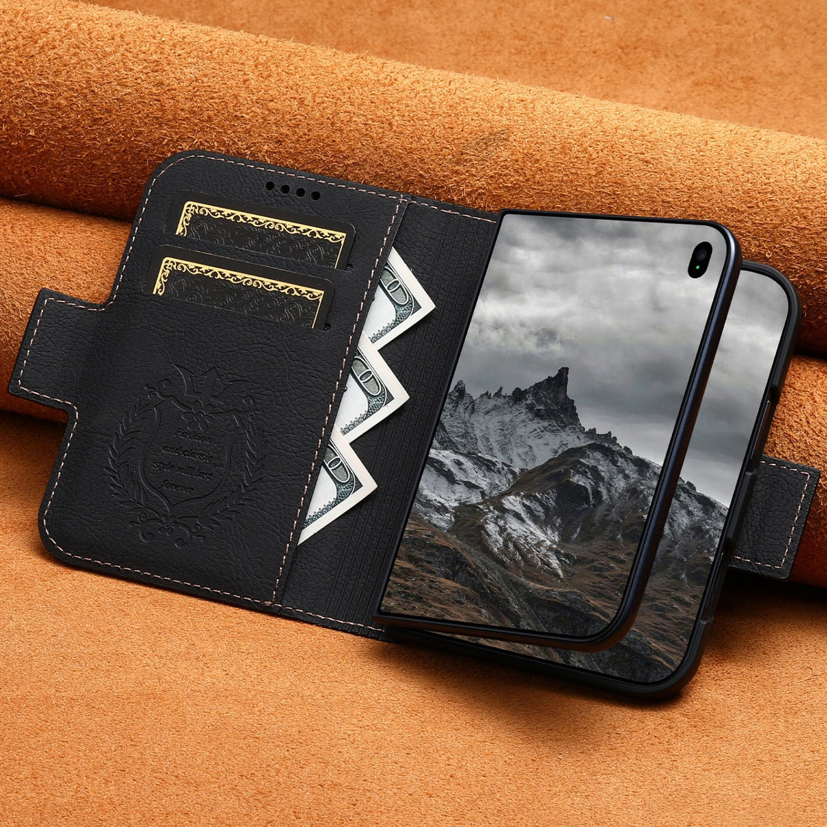 iPhone Duo | Textured Leather Wallet Case with Stand & Wireless Charging