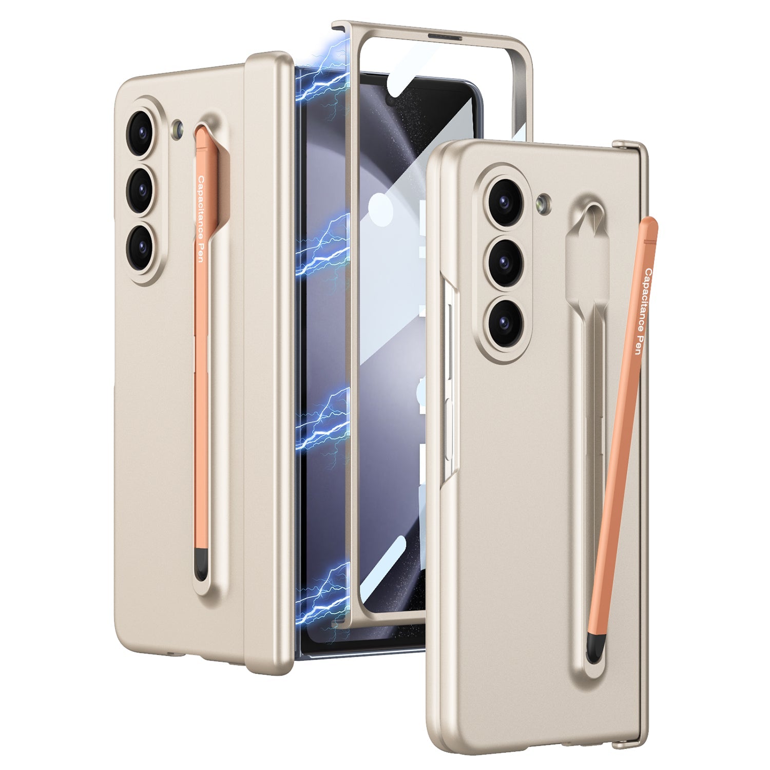 Magnetic Hinge Anti-fall Protective Phone Case With Pen Tray Shell and Film For Samsung Galaxy Z Fold5 - mycasety2023 Mycasety