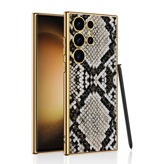 Galaxy S24/S23 Ultra Plus Electroplated Crocodile Pattern Leather Case