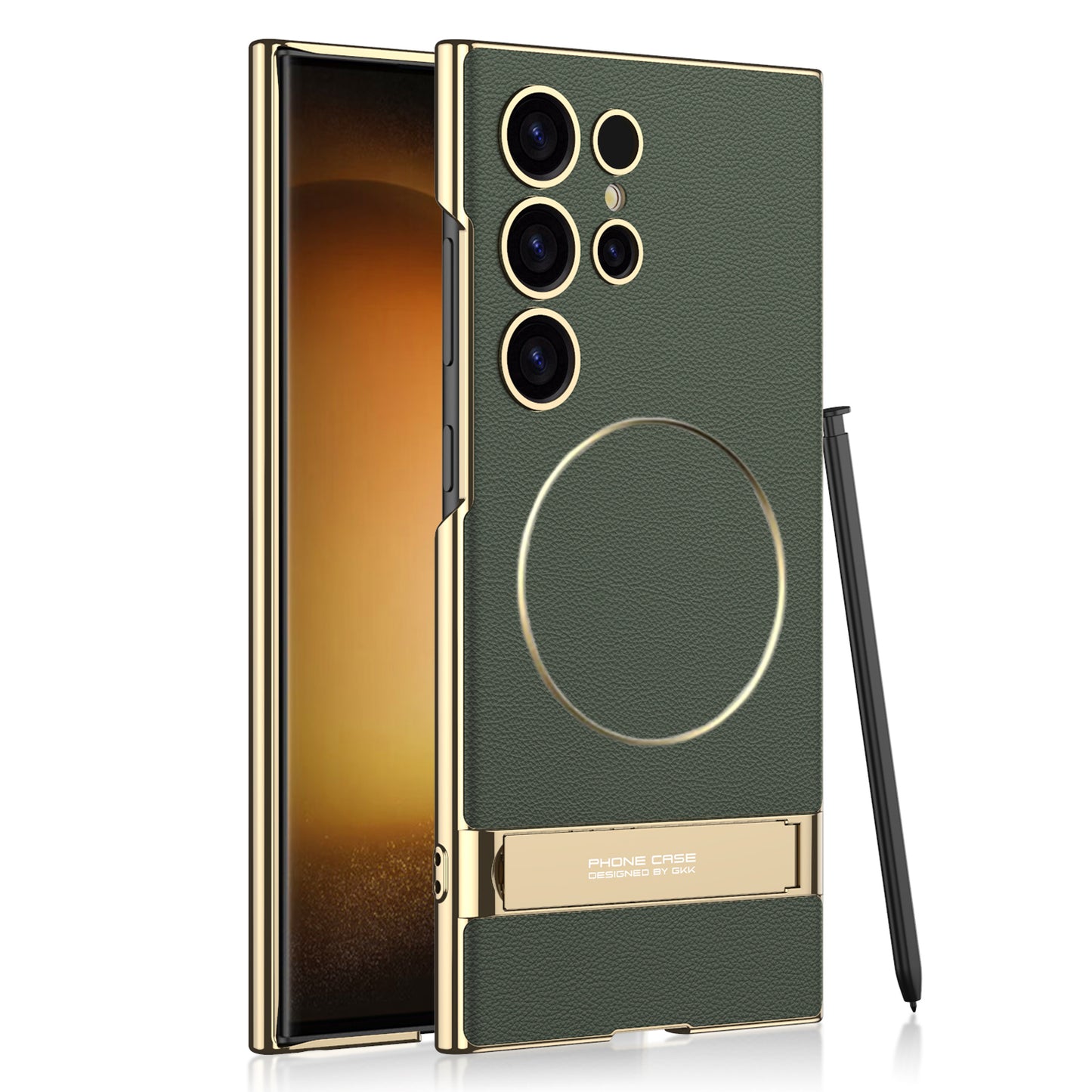 Magnetic Electroplated Leather Stand Case for Galaxy S23 Ultra