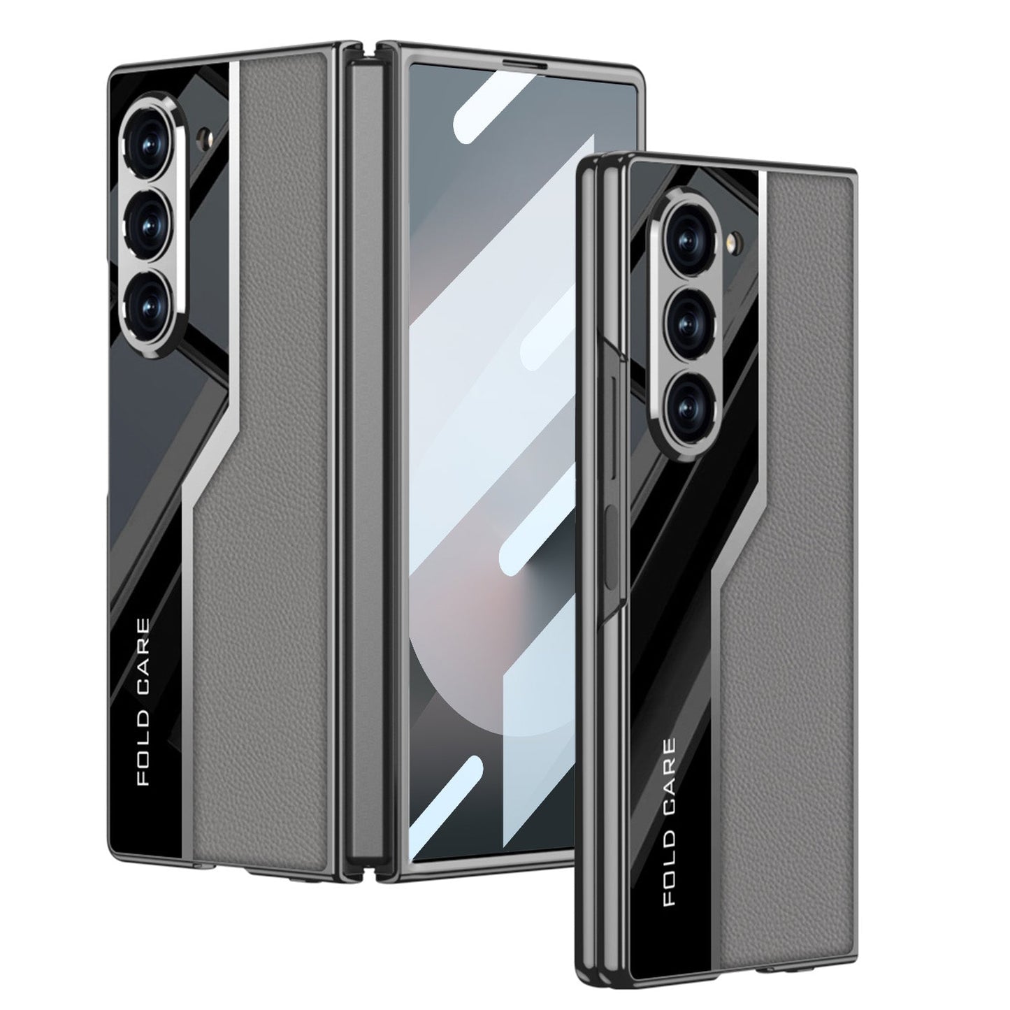 Electroplating Leather Shockproof Phone Case With Screen Protector For Galaxy Z Fold 7/6
