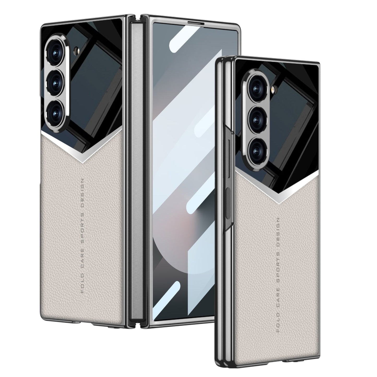 Electroplating Leather Shockproof Phone Case With Screen Protector For Galaxy Z Fold 7/6