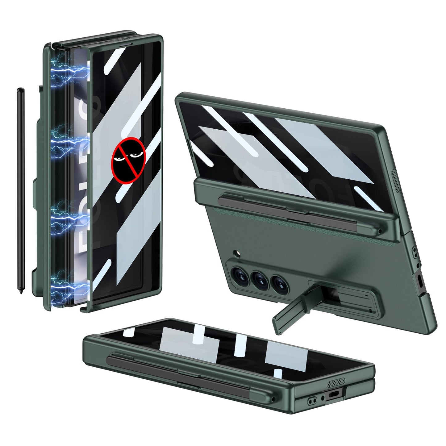Magnetic Hinge Pen Slot Hidden Bracket All-included Case With Back Screen Protector For Galaxy Z Fold 7/6/5/4/3