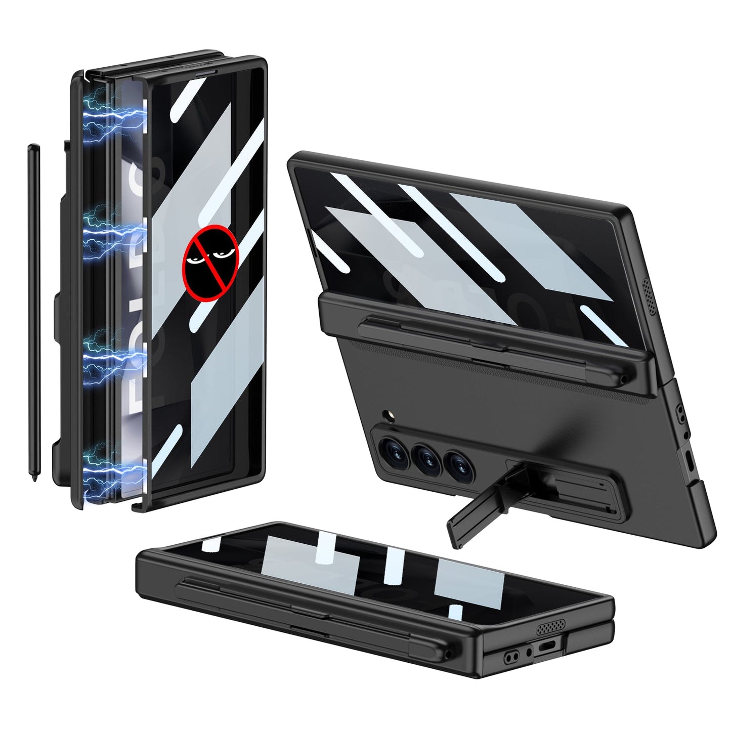 Magnetic Hinge Pen Slot Hidden Bracket All-included Case With Back Screen Protector For Galaxy Z Fold 7/6/5/4/3