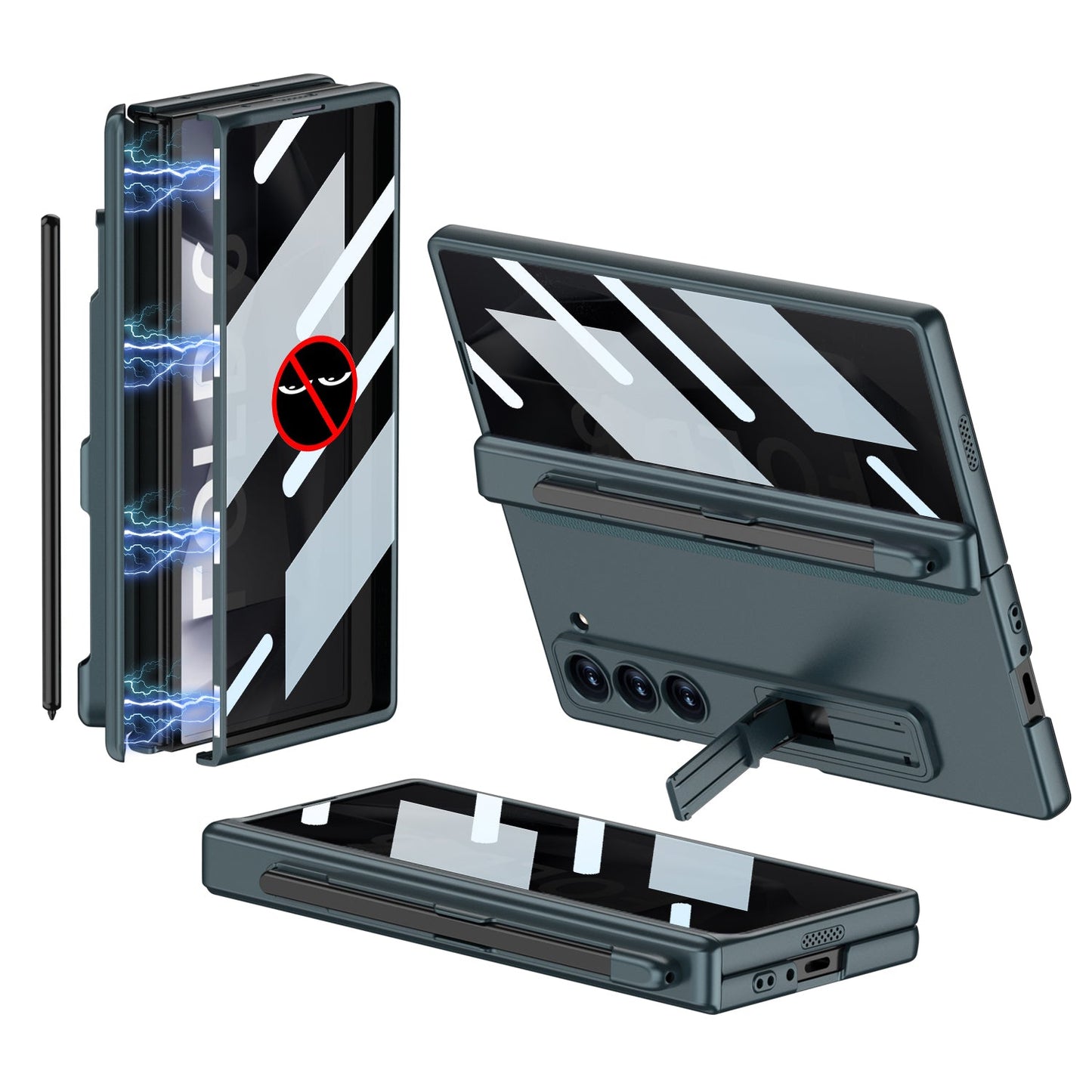 Magnetic Hinge Pen Slot Hidden Bracket All-included Case With Back Screen Protector For Galaxy Z Fold 7/6/5/4/3