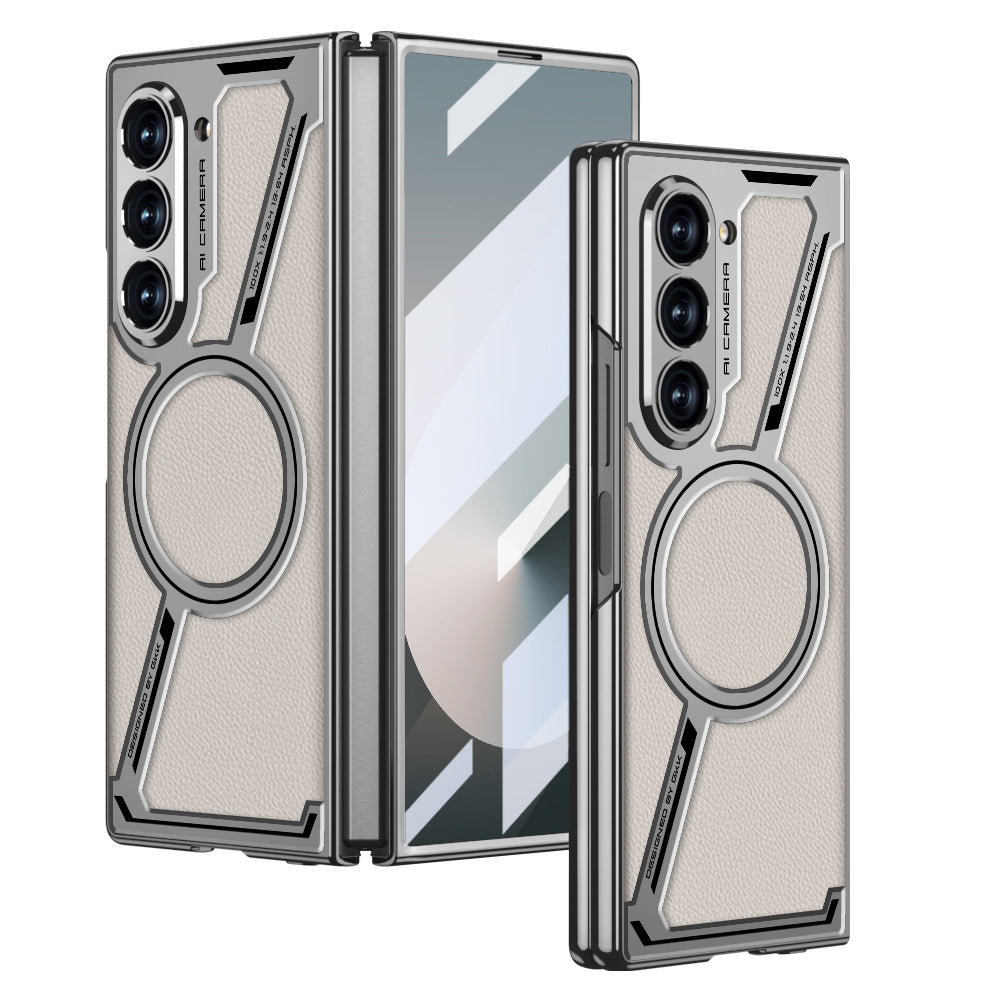 Electroplating Leather Shockproof Phone Case With Screen Protector For Galaxy Z Fold 7/6