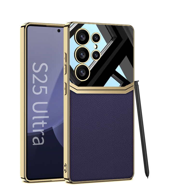 Luxury Leather Plating Case for Galaxy S24 Ultra