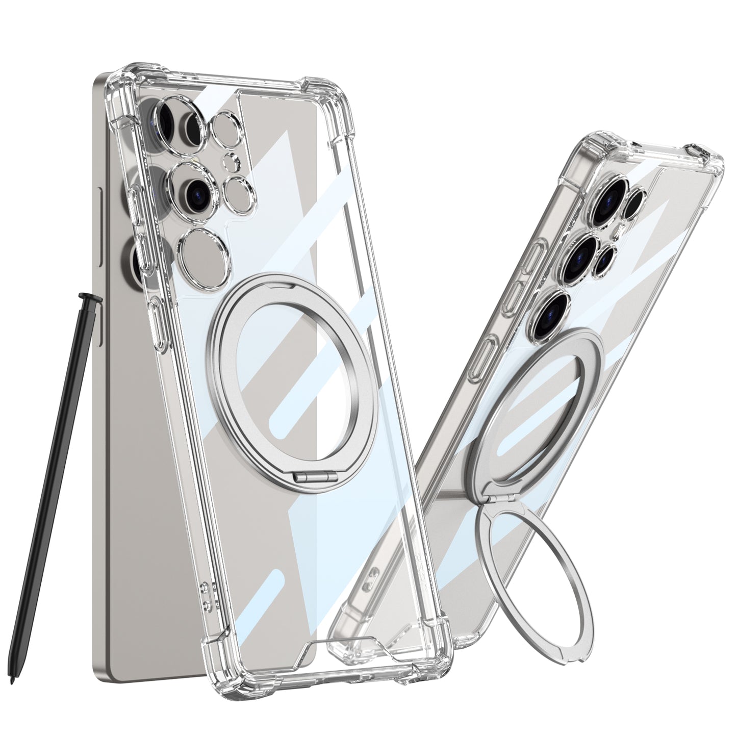 Magnetic 360° Rotating Metal Stand 4-Corners Anti-Drop Case for Galaxy S23 Ultra