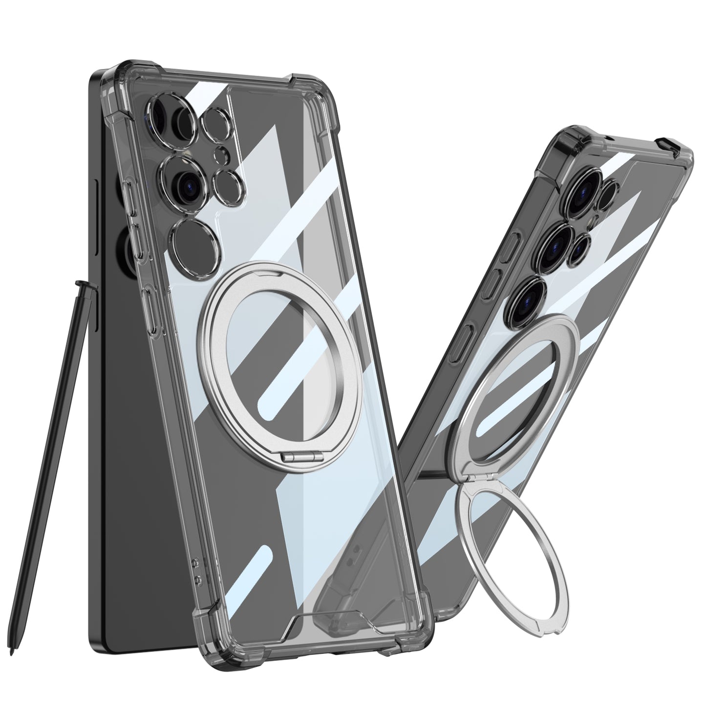 Magnetic 360° Rotating Metal Stand 4-Corners Anti-Drop Case for Galaxy S23 Ultra