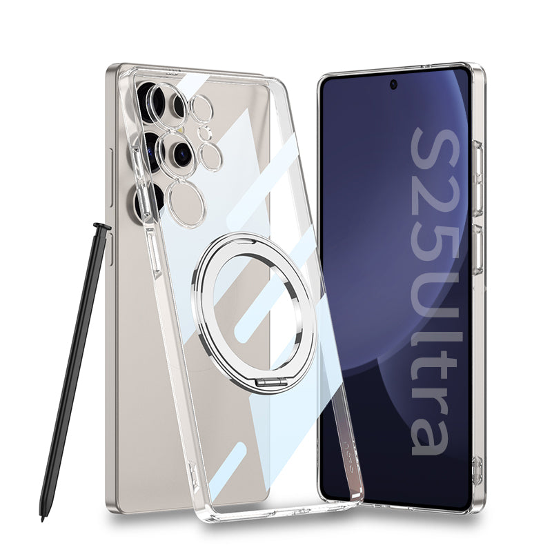 Electroplating Phantom Rotating Metal Ring Bracket Case for Galaxy S25 Ultra