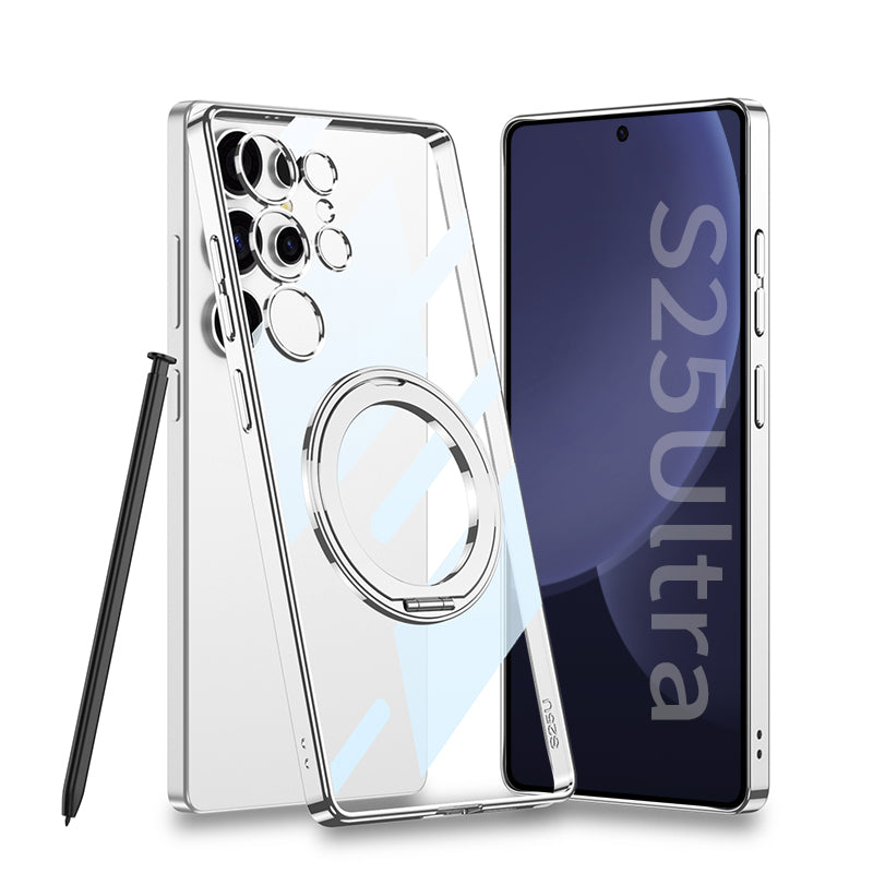 Electroplating Phantom Rotating Metal Ring Bracket Case for Galaxy S25 Ultra