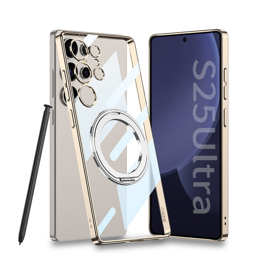 Electroplating Phantom Rotating Metal Ring Bracket Case for Galaxy S25 Ultra