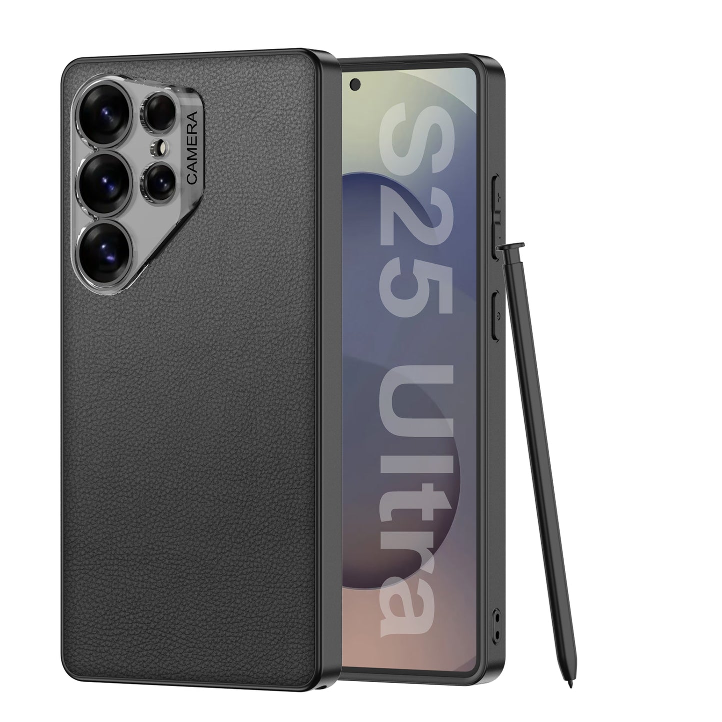 Ultra Thin Camera Lens Protector Leather Case for Galaxy S24 Ultra