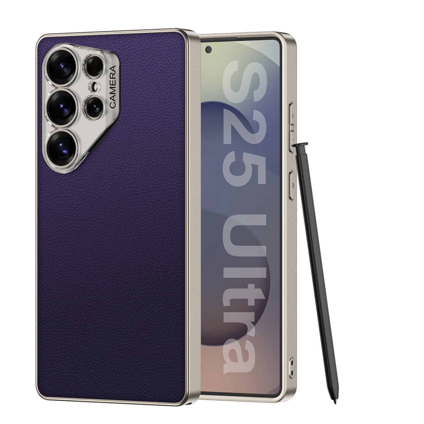Ultra Thin Camera Lens Protector Leather Case for Galaxy S24 Ultra