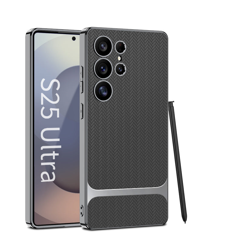 Wood Grain Spliced Leather Case for Galaxy S23 Ultra