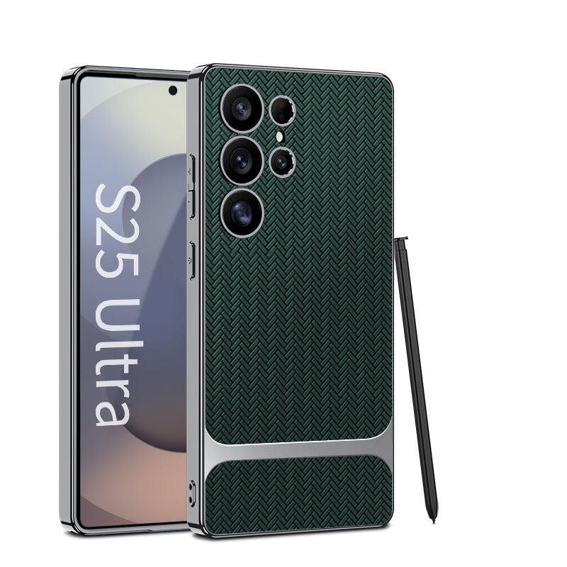 Wood Grain Spliced Leather Case for Galaxy S23 Ultra