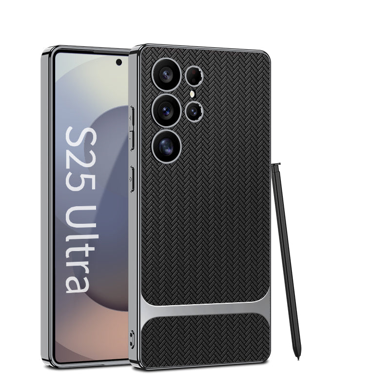 Wood Grain Spliced Leather Case for Galaxy S23 Ultra