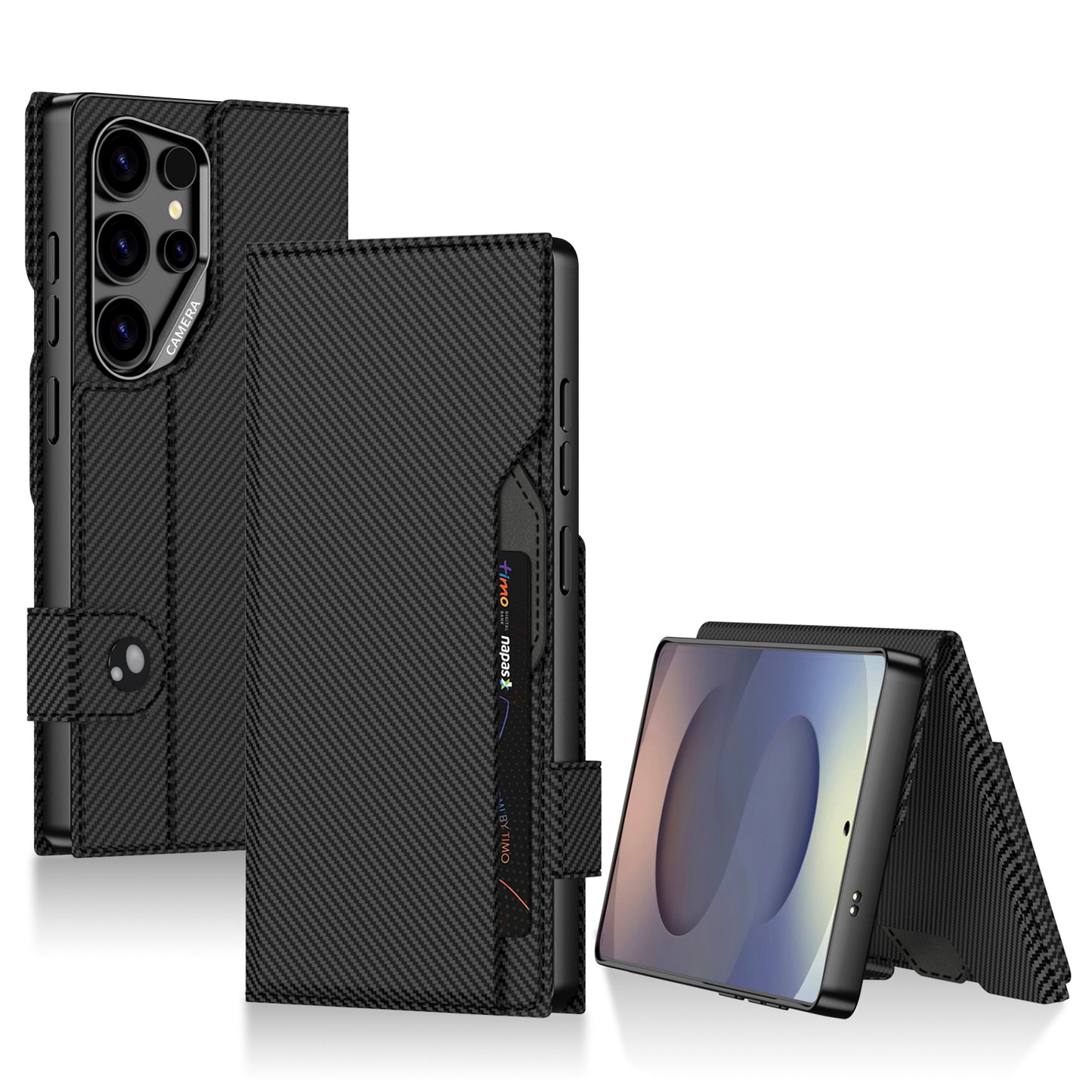 Premium Leather Wallet Card Holder Case with Magnetic Flap Button for Galaxy S24 Ultra