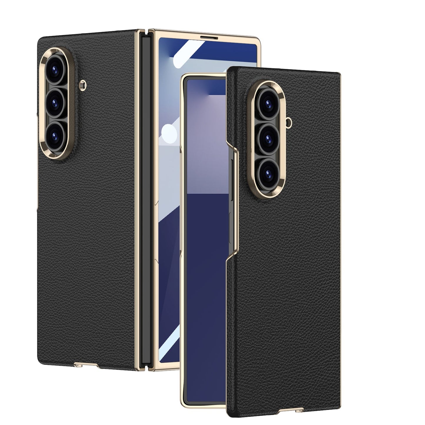 Business-style Electroplated Leather Phone Case For Galaxy Z Fold 7/6/5/4