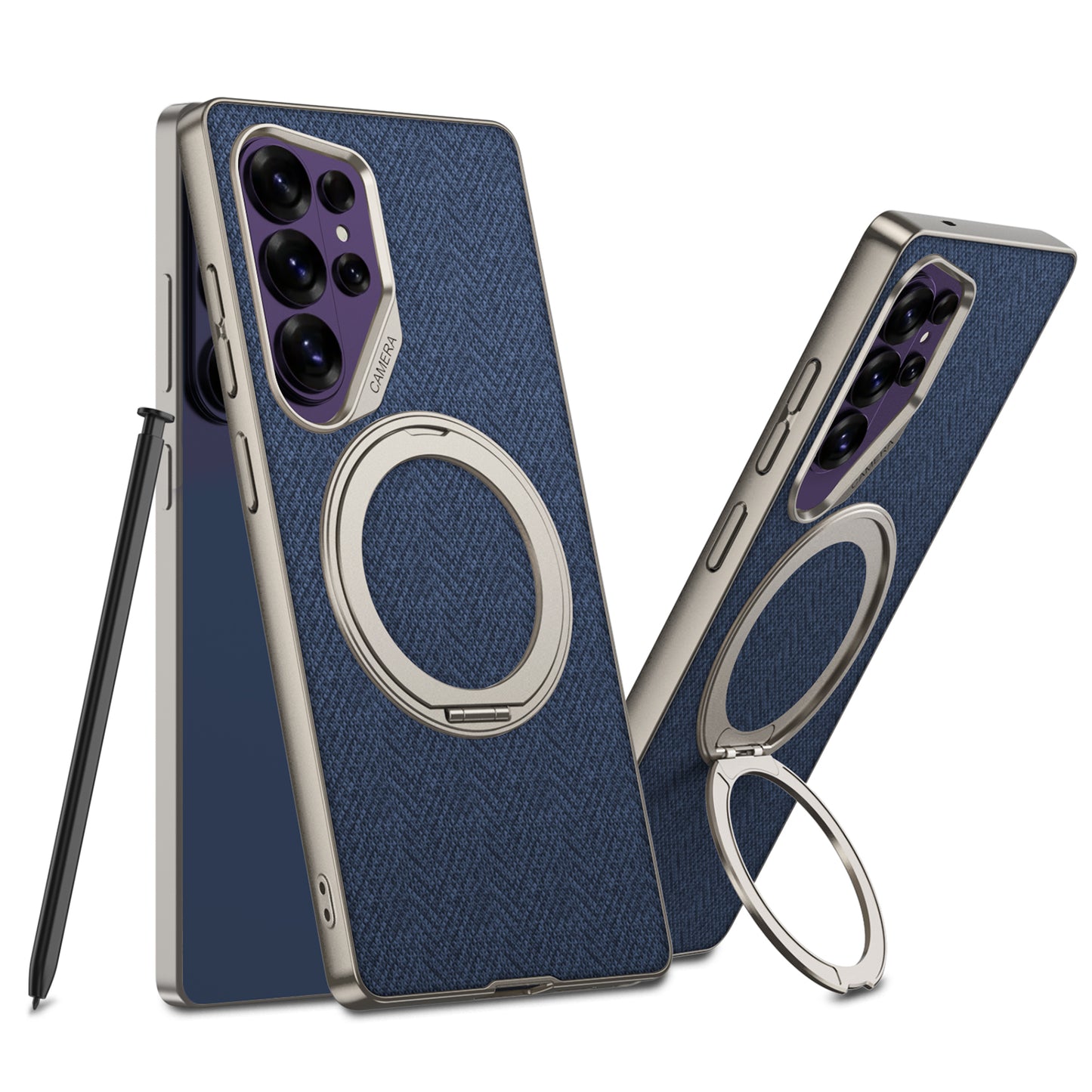 Galaxy S26 Ultra Magnetic Leather Case with 360° Ring Stand