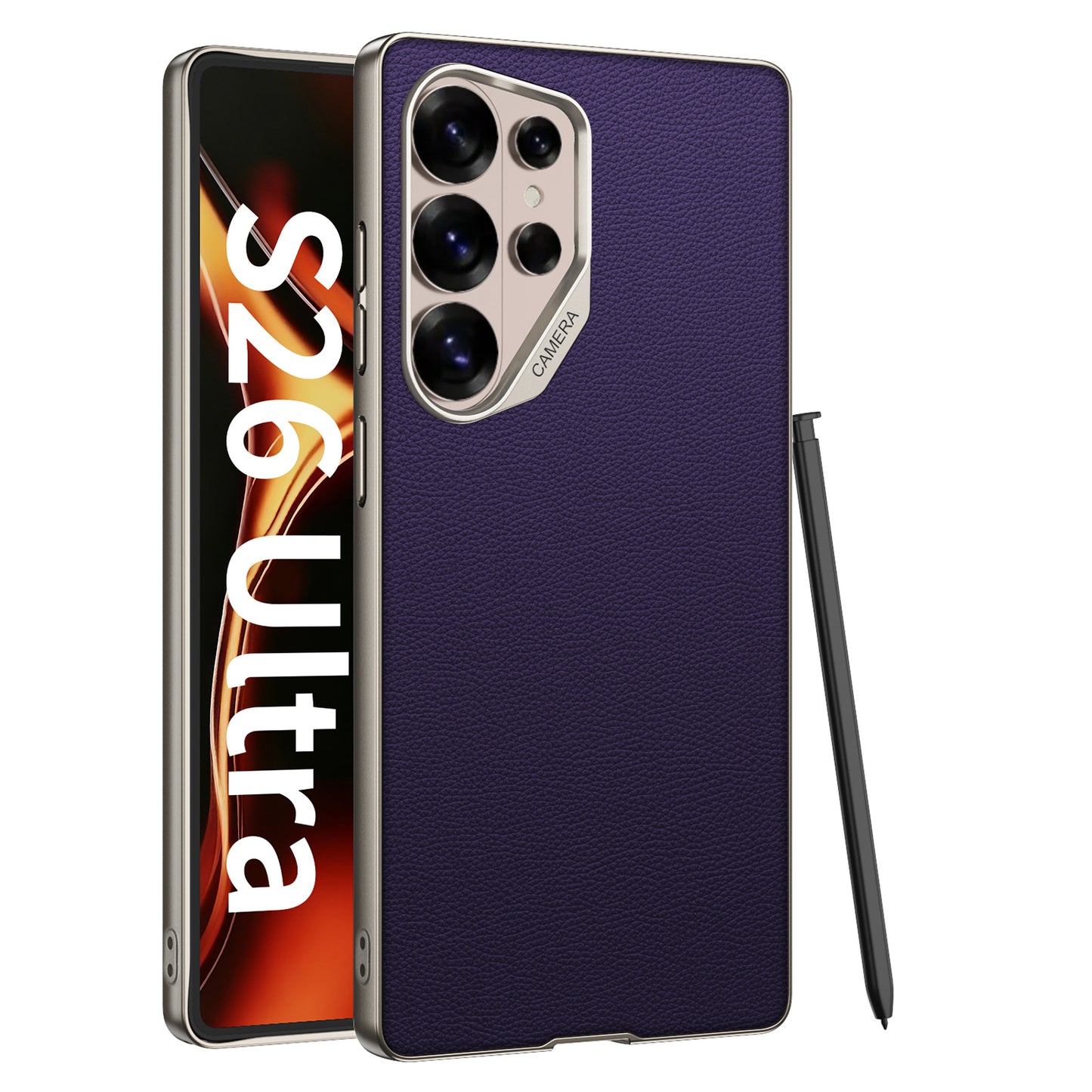 Purple Luxe Grain Vegan Leather Case for Samsung Galaxy S26 Ultra