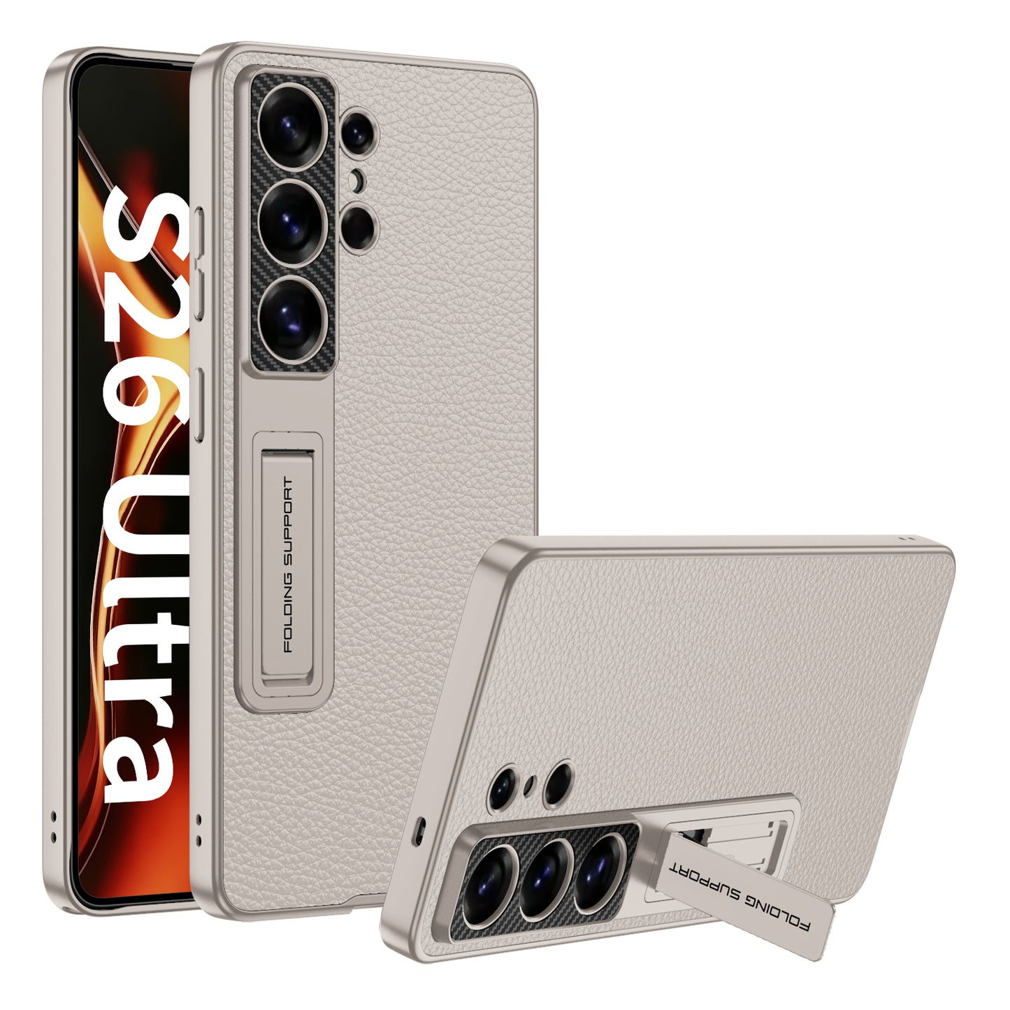Vegan Leather Adjustable Kickstand Case for Samsung Galaxy S26 Ultra