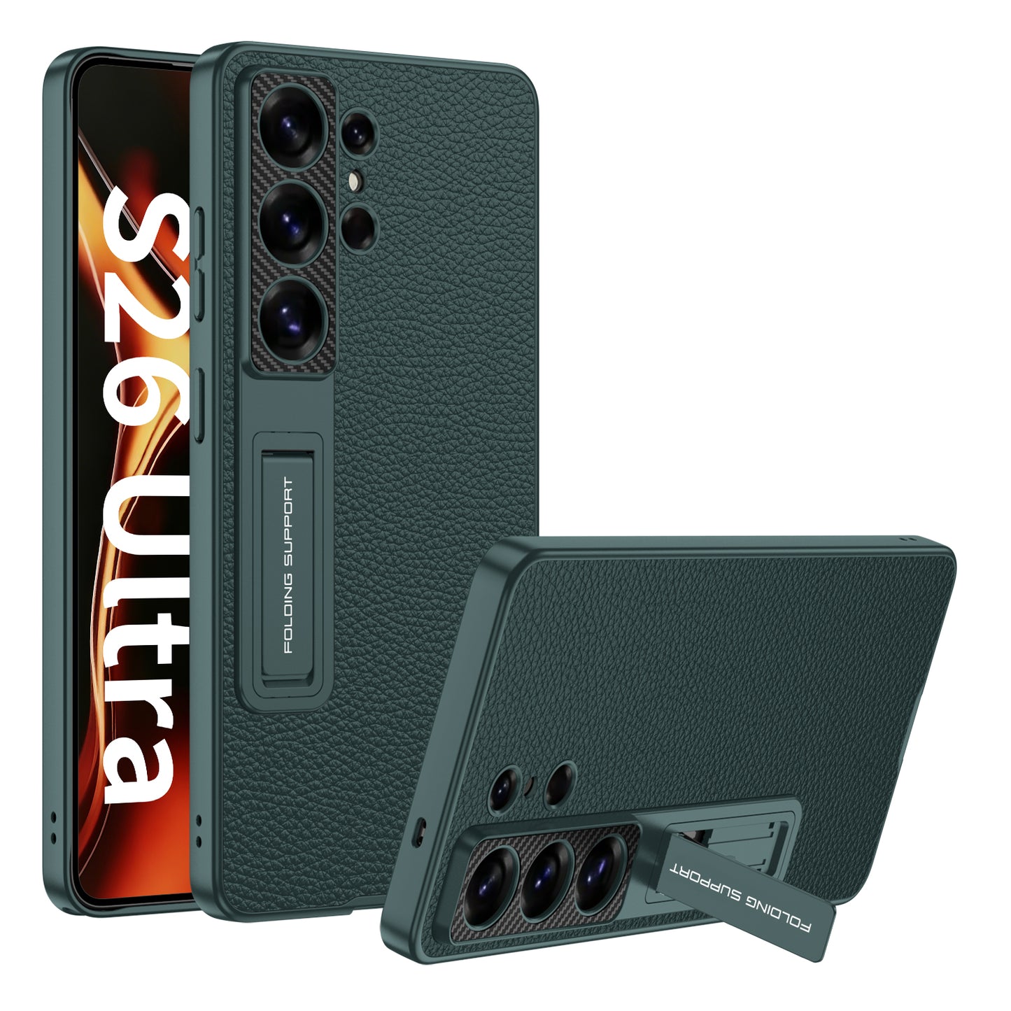 Vegan Leather Adjustable Kickstand Case for Samsung Galaxy S26 Ultra