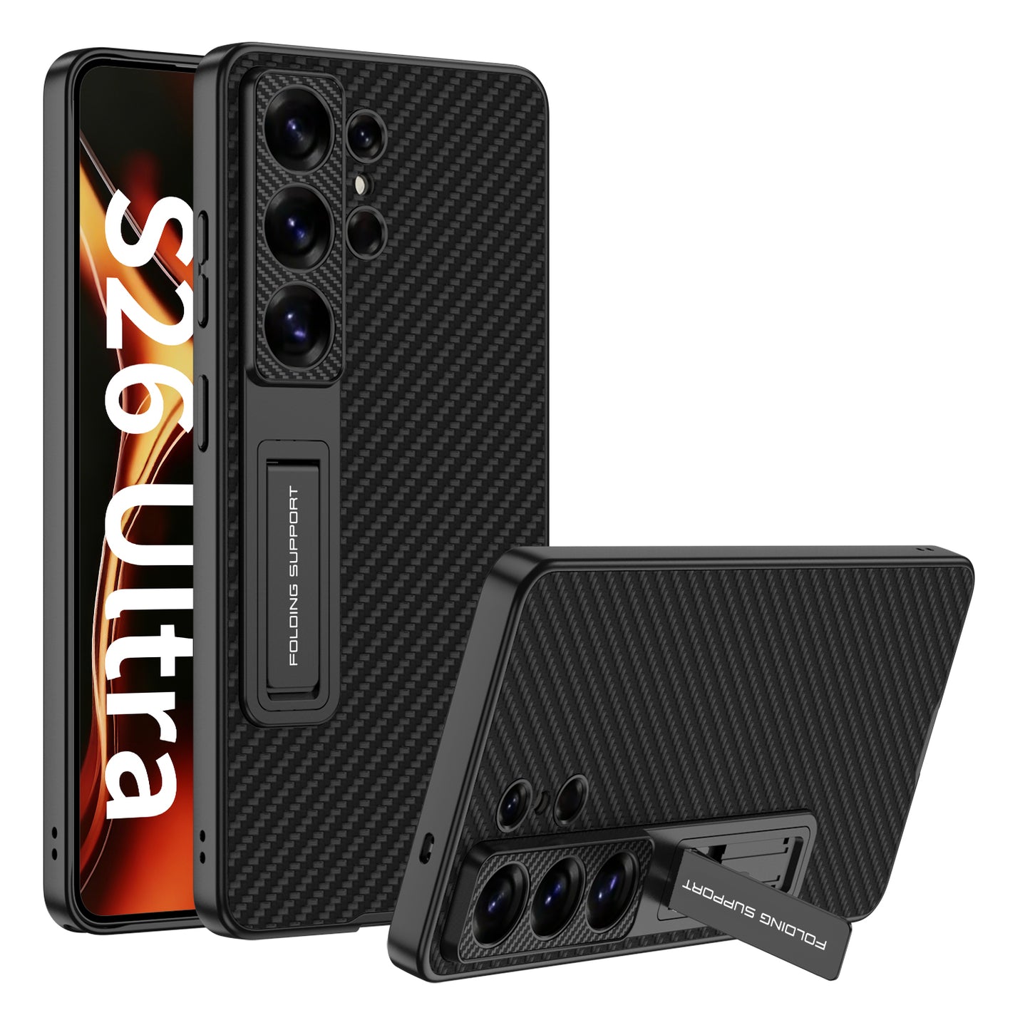 Vegan Leather Adjustable Kickstand Case for Samsung Galaxy S26 Ultra