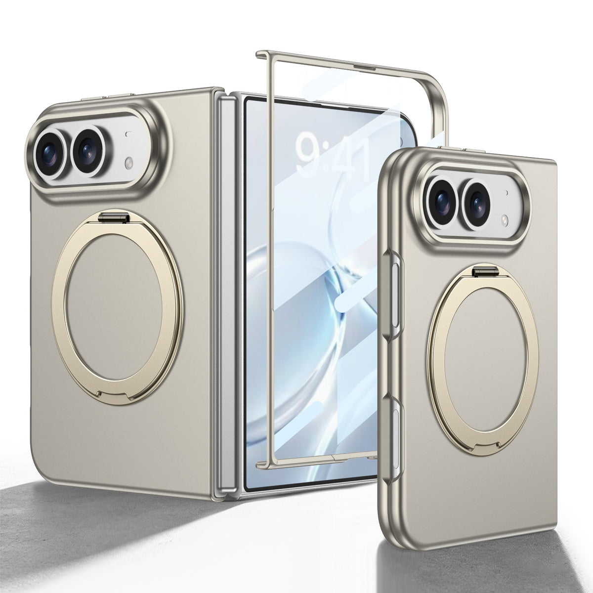 iPhone Duo | Slim Full?Coverage Phone Case Built-in Tempered Glass Film & 360?? Rotatable Magnetic Ring Kickstand