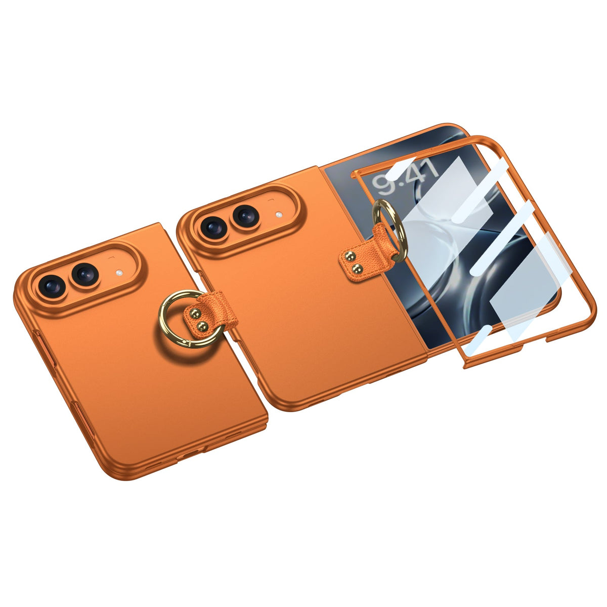 iPhone Duo | Slim Full?Coverage Phone Case Built-in Tempered Glass Film & Side Clip?Style Finger Ring Grip