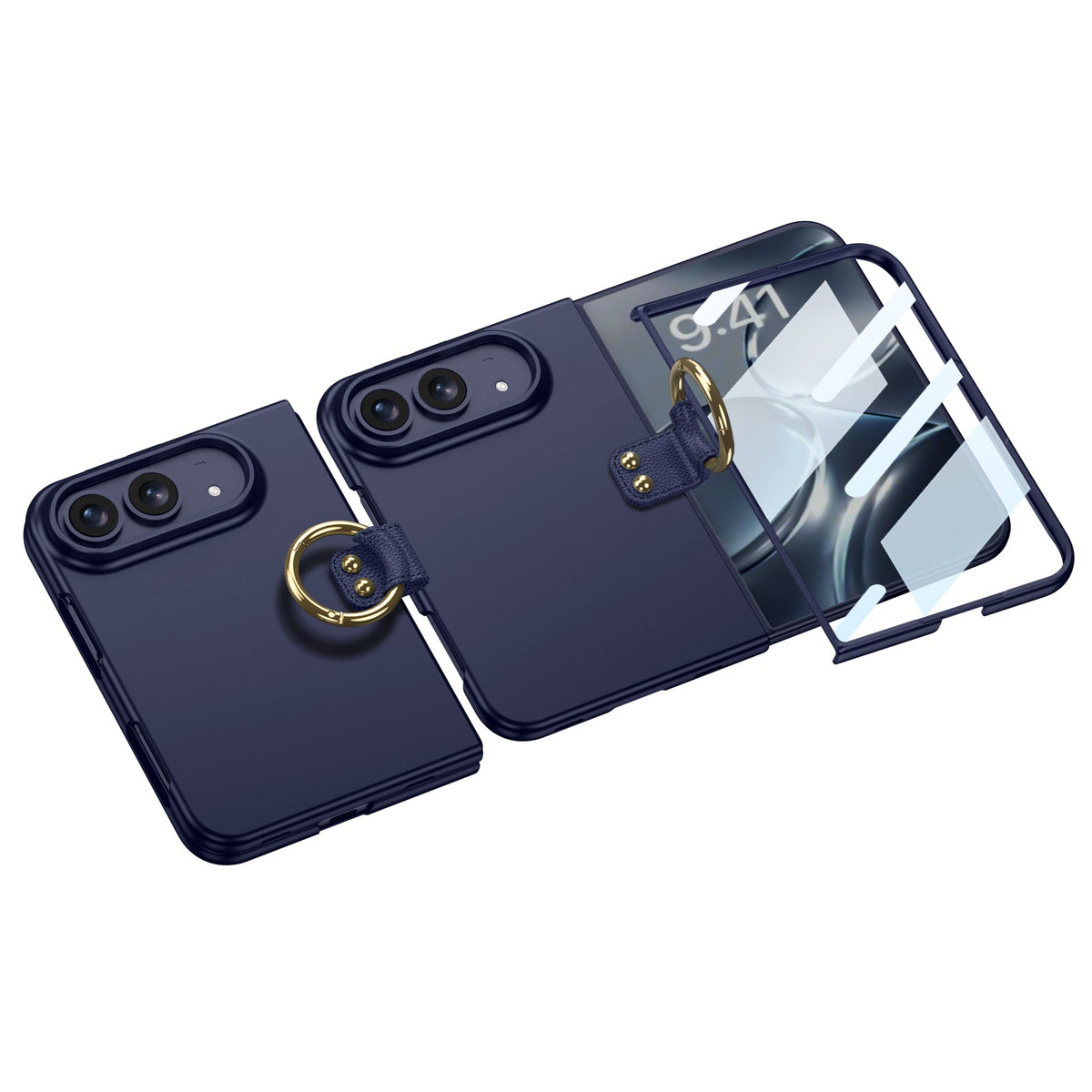 iPhone Duo | Slim Full?Coverage Phone Case Built-in Tempered Glass Film & Side Clip?Style Finger Ring Grip