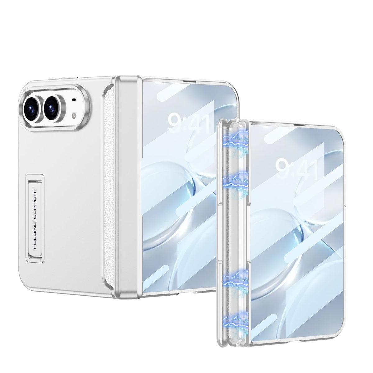 iPhone Duo - Magnetic Hinge Protection Business Cover Built-in Tempered Glass Film & Hidden Kickstand