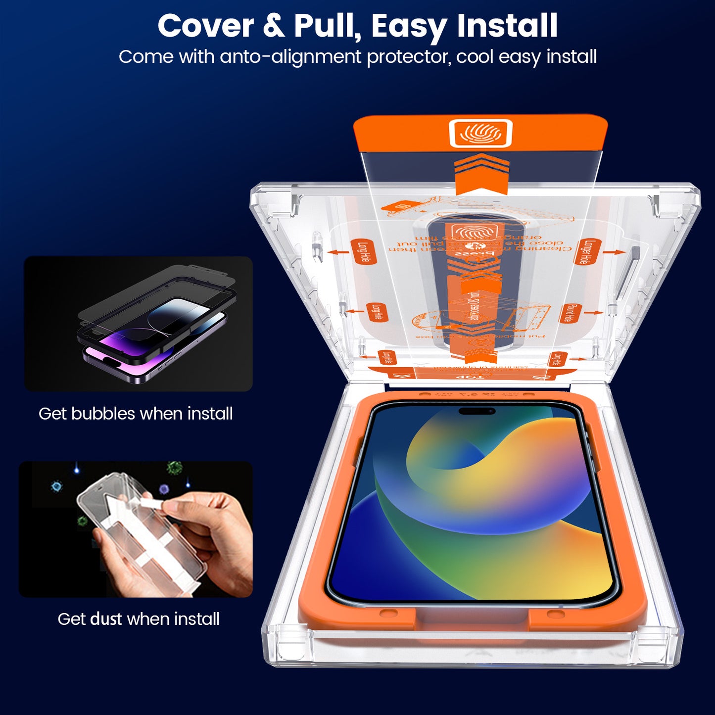 Easy-install Glass Screen Protector for iPhone 15/14/13/12 Series