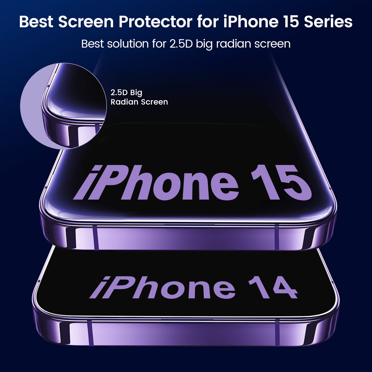 Easy-install Glass Screen Protector for iPhone 15/14/13/12 Series