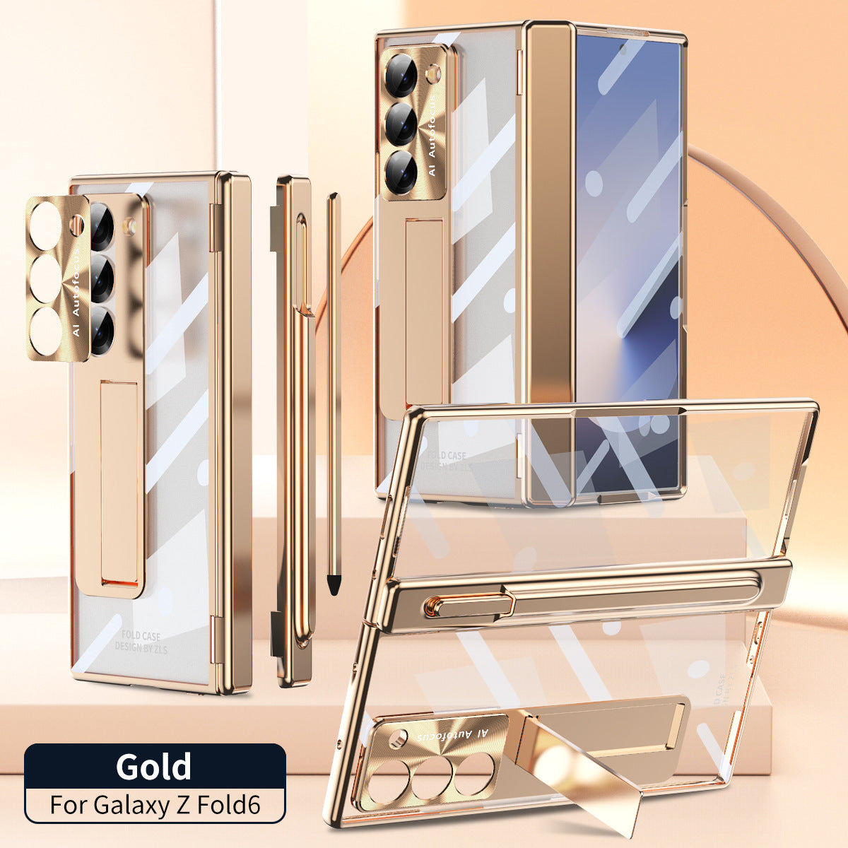 Magnetic Hinge Plating Case For Galaxy Z Fold 7/6/5/4/3 With Double Hinge Protector