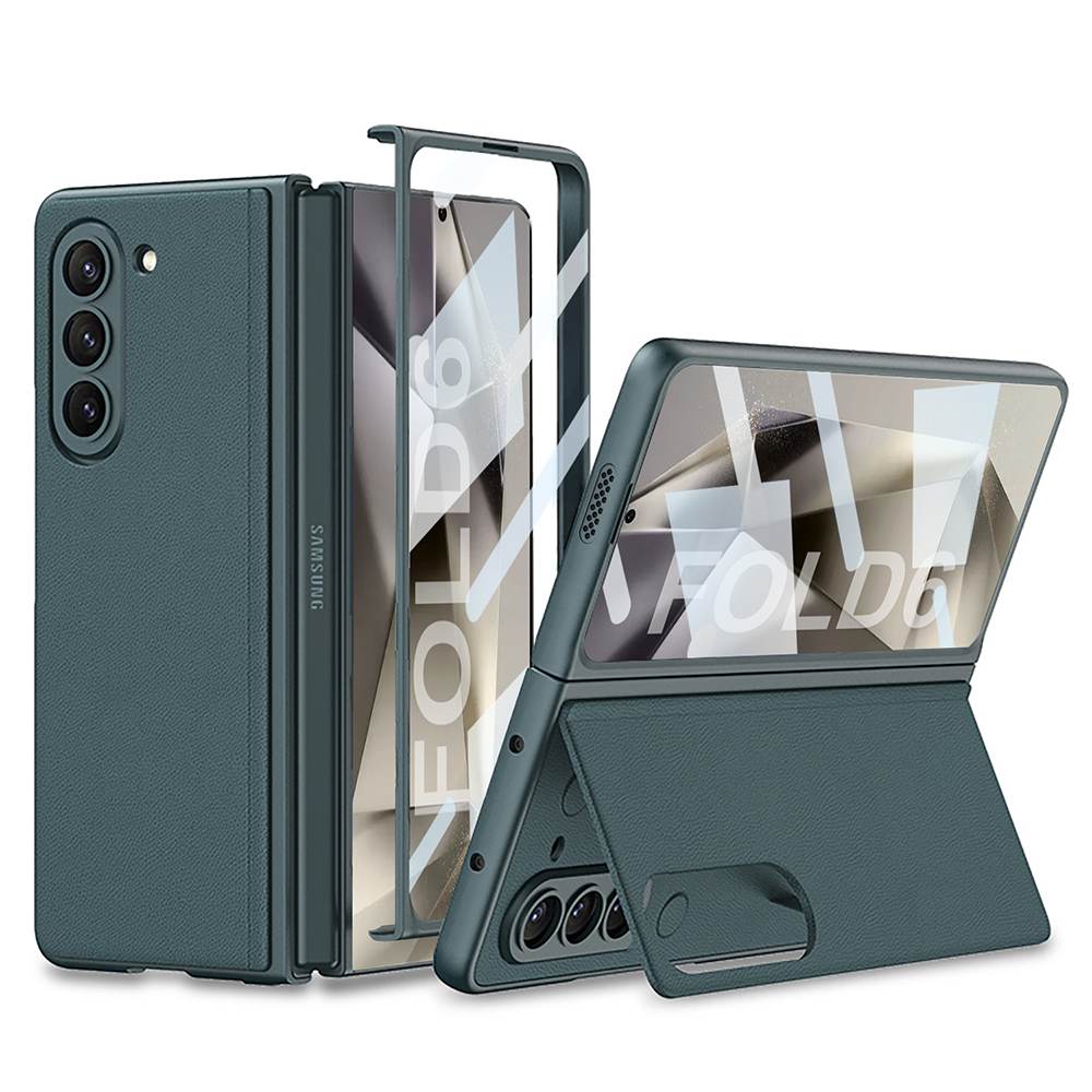 Leather Bracket Integrated Screen Glass Cover for Samsung Galaxy Z Fold6