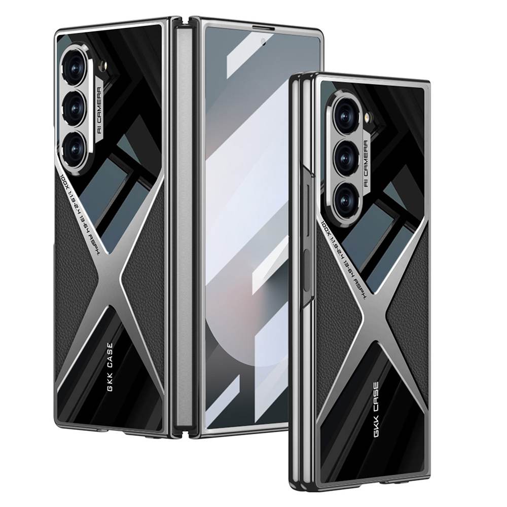 Leather Racing Style Integrated Screen Protector Glass Case for Galaxy Z Fold 4/5/6