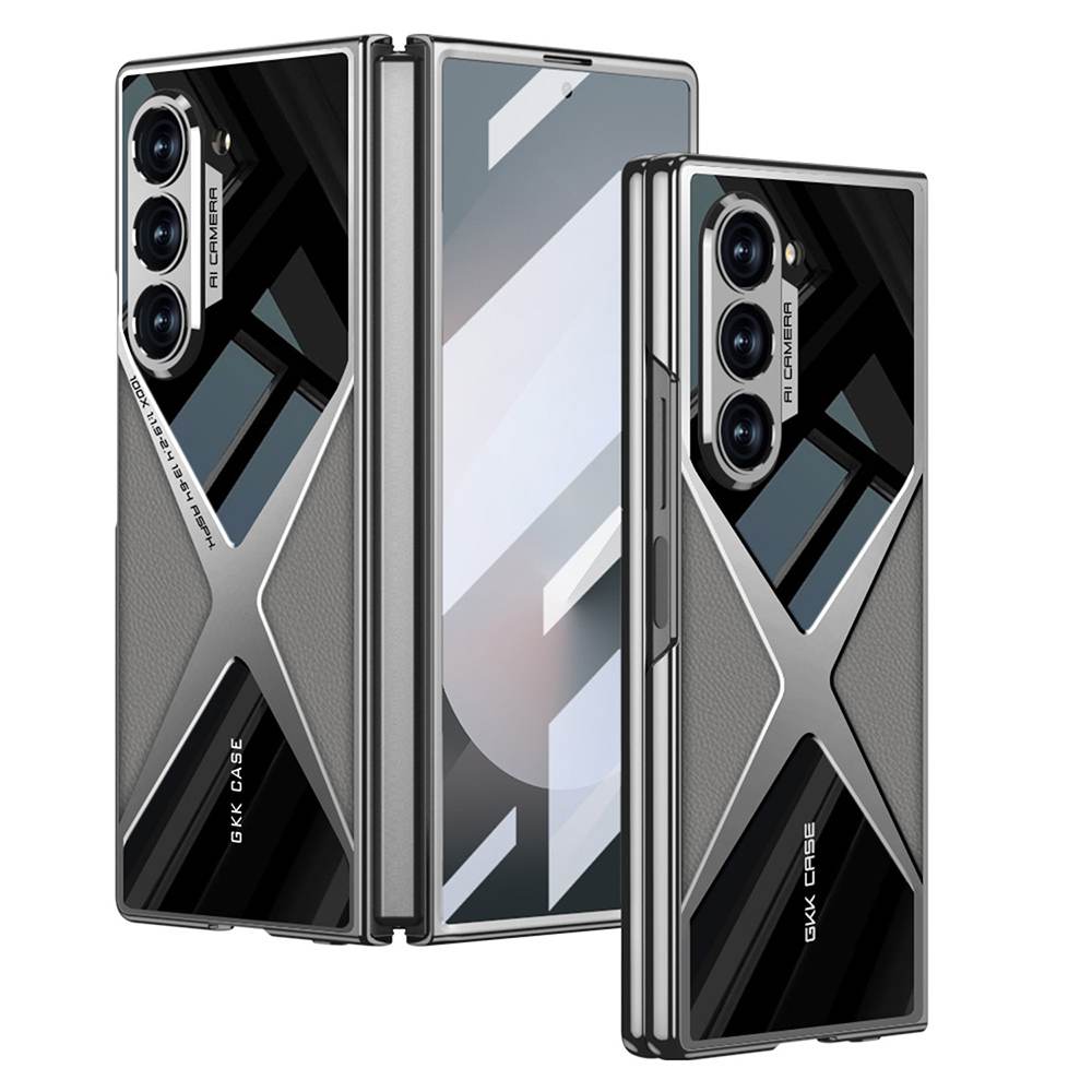 Leather Racing Style Integrated Screen Protector Glass Case for Galaxy Z Fold 4/5/6