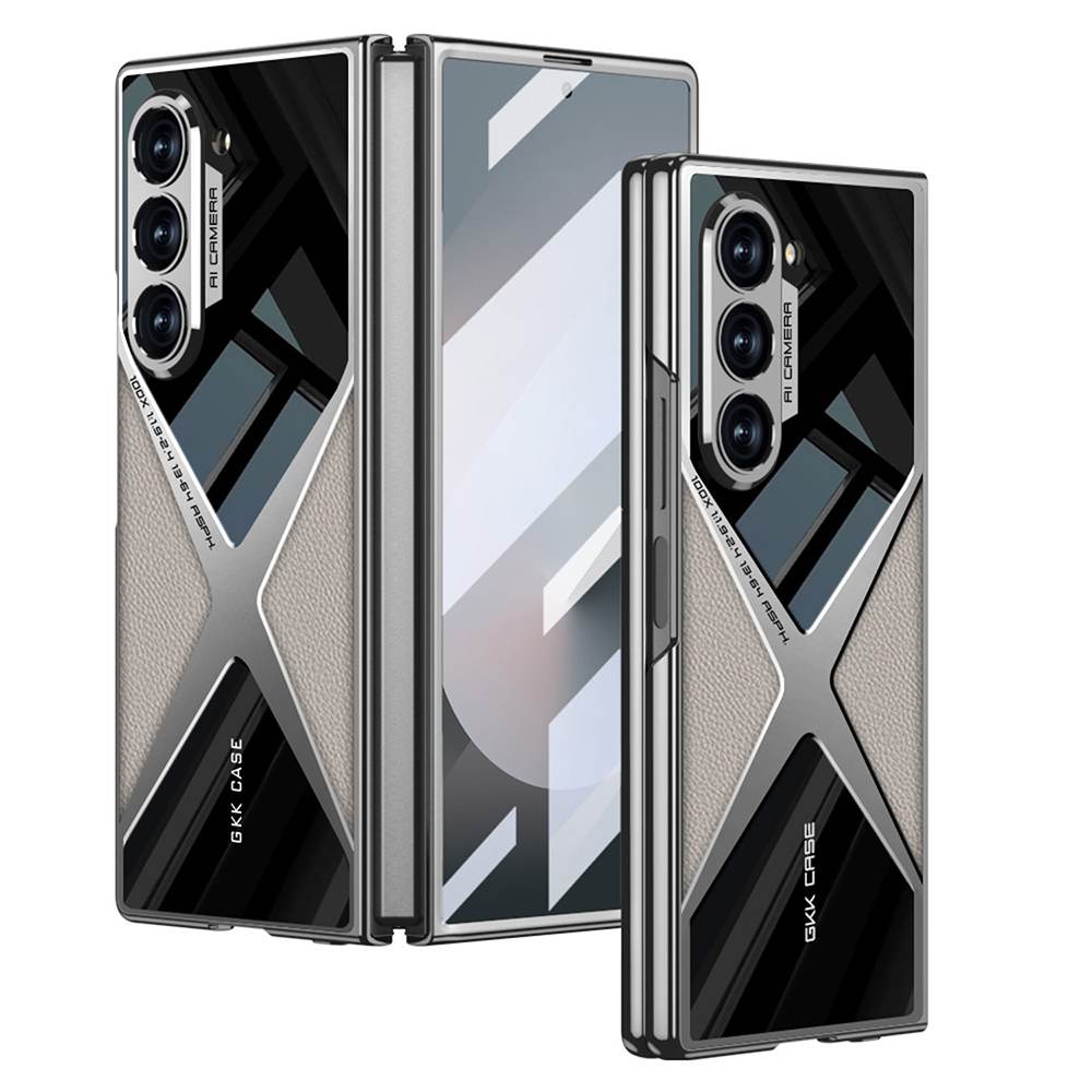 Leather Racing Style Integrated Screen Protector Glass Case for Galaxy Z Fold 4/5/6