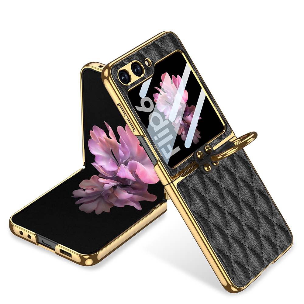 Luxury Leather Electroplating Diamond Protective Cover for Galaxy Z Flip6