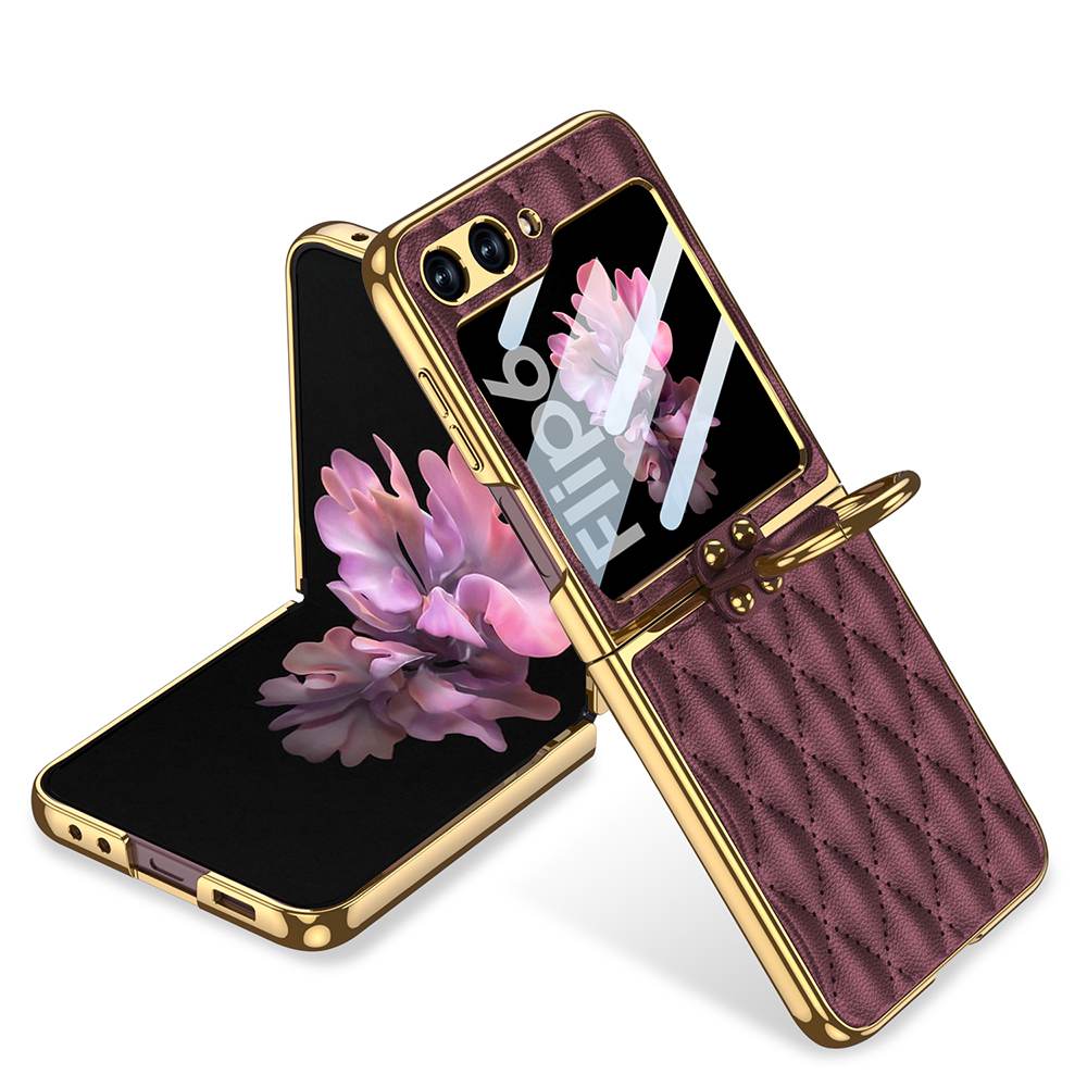 Luxury Leather Electroplating Diamond Protective Cover for Galaxy Z Flip6