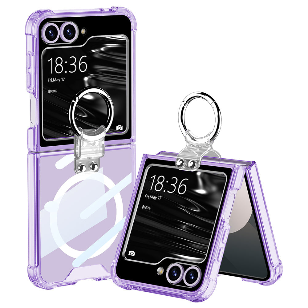 Magnetic Wireless Charging Ring Bracket Shockproof Case for Samsung Galaxy Z Flip 3/4/5/6