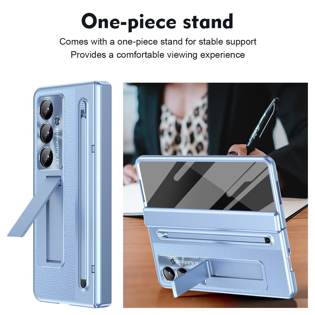 Leather Golden Electroplated Phone Case With Back Screen Glass and Stylus For Galaxy Z Fold 7/6/5/4