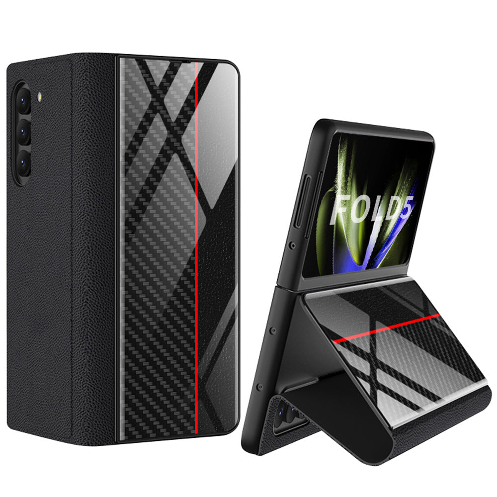 Samsung Z Fold5 Painted Plain Leather Business Protective Phone Case - mycasety2023 Mycasety