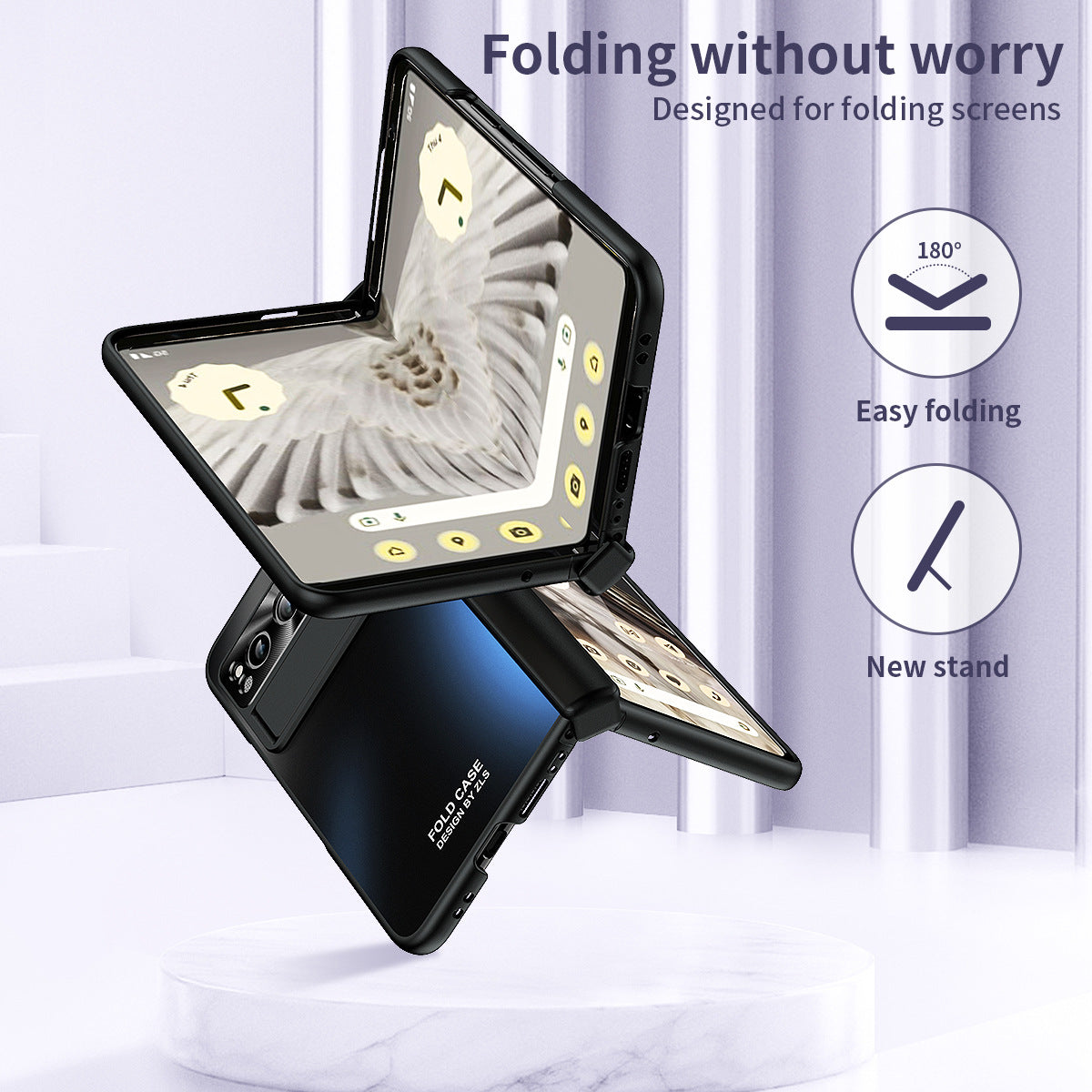 Frosted Plating Google Pixel Fold Case with Hinge Protector Screen Protector and Hidden Kickstand - Mycasety Mycasety