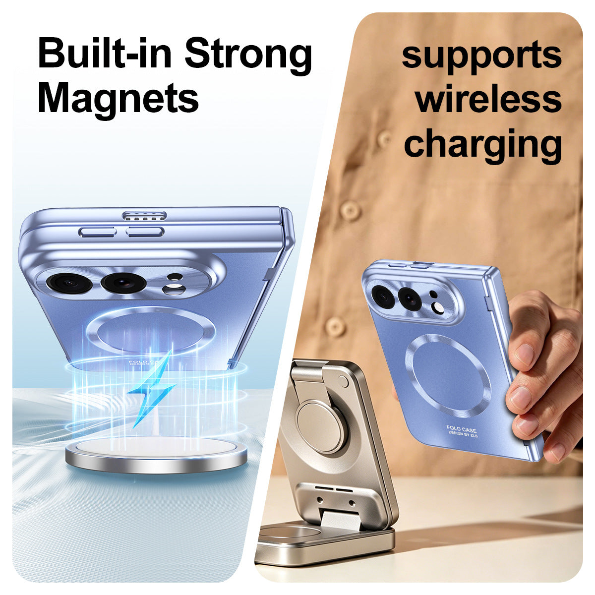 iPhone Duo | Electroplated Magnetic Case with Hinge Protection & Tempered Glass